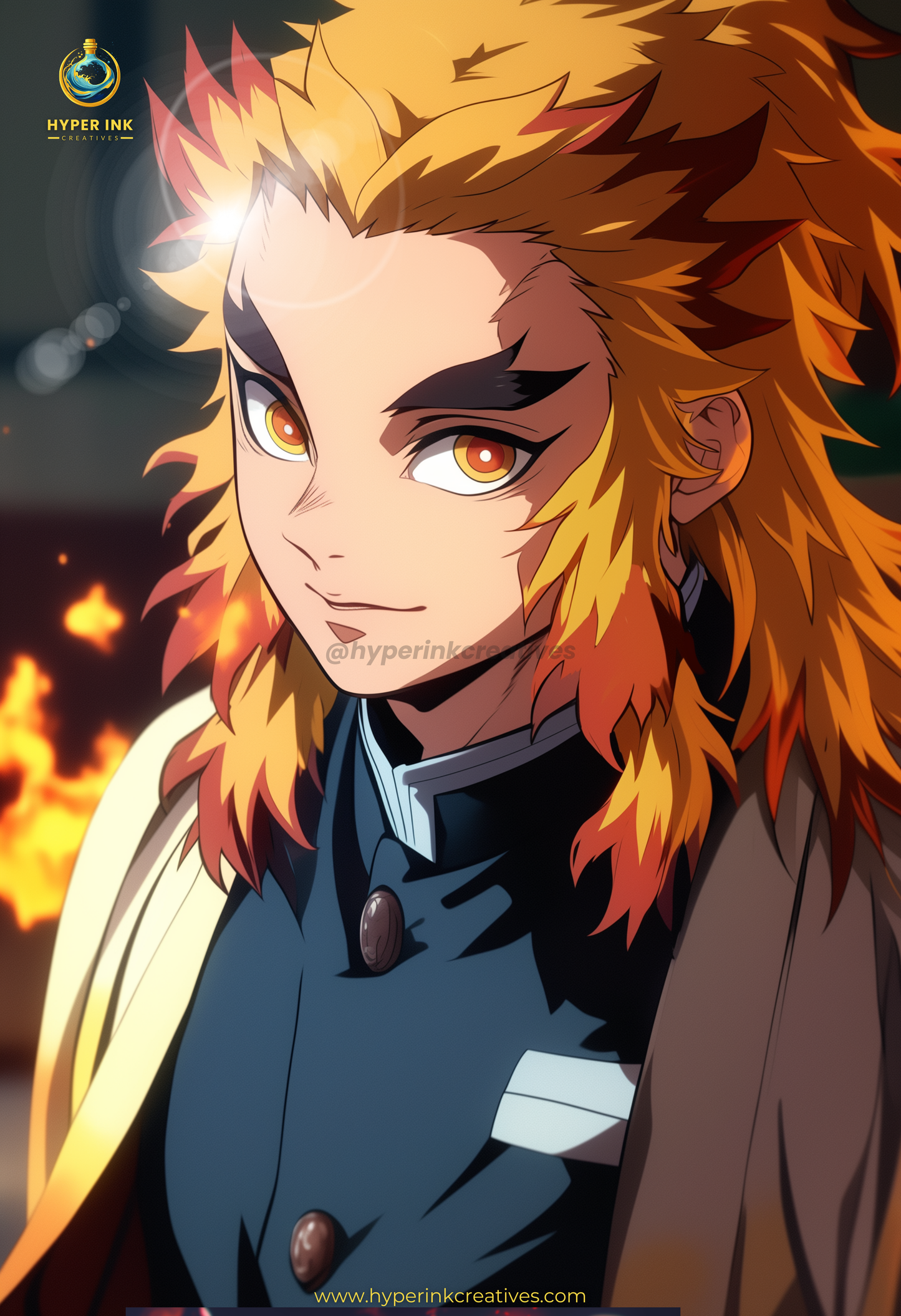 Demon's End Series - Infinity Collection - 002 (Kyojuro-Inspired) | Premium Anime Metal Print — For True Collectors