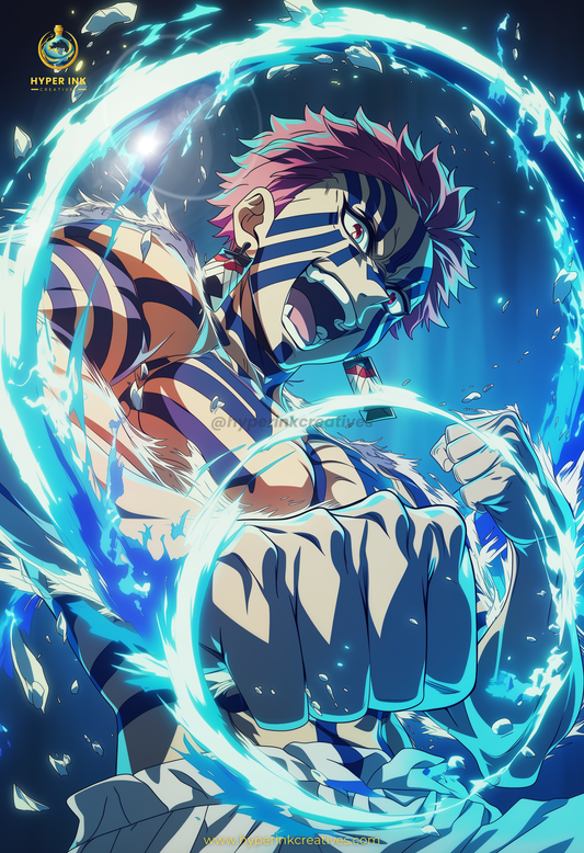 004 (Akaza -Inspired)| Premium Anime Metal Print — For True Collectors