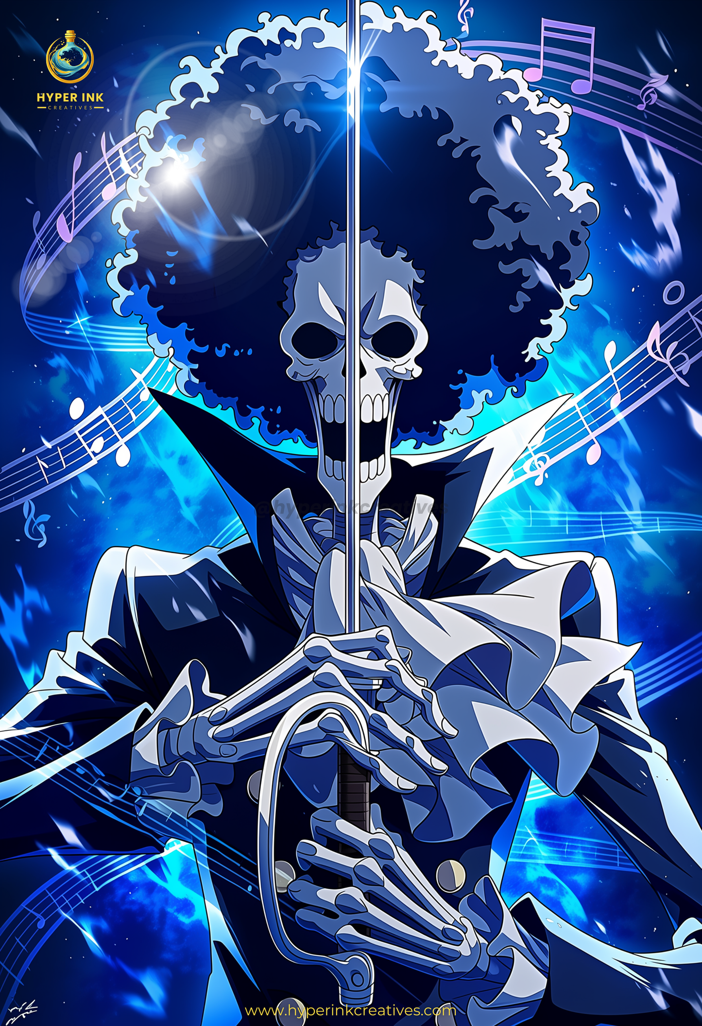 004 (Brook - Inspired)| Premium Anime Metal Print — For True Collectors