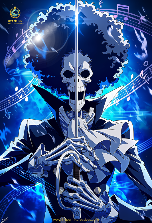 004 (Brook - Inspired)| Premium Anime Metal Print — For True Collectors