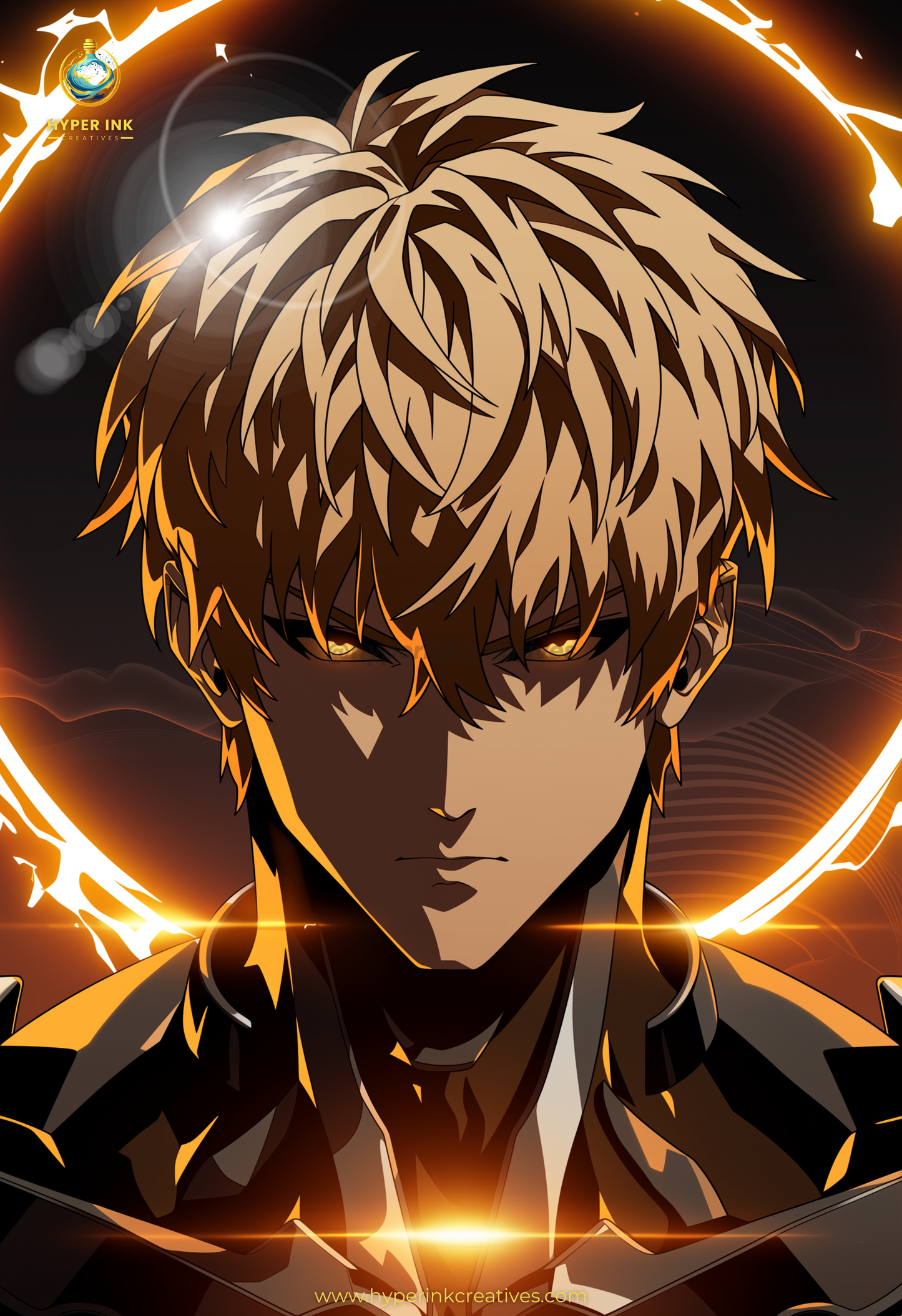 002 (Genos - Inspired)| Premium Anime Metal Print — For True Collectors