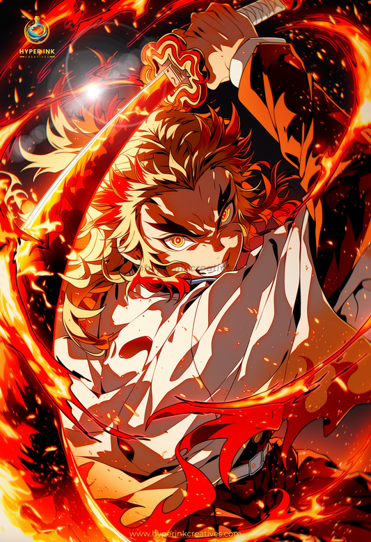 003 (Kyojuro- Inspired)| Premium Anime Metal Print — For True Collectors
