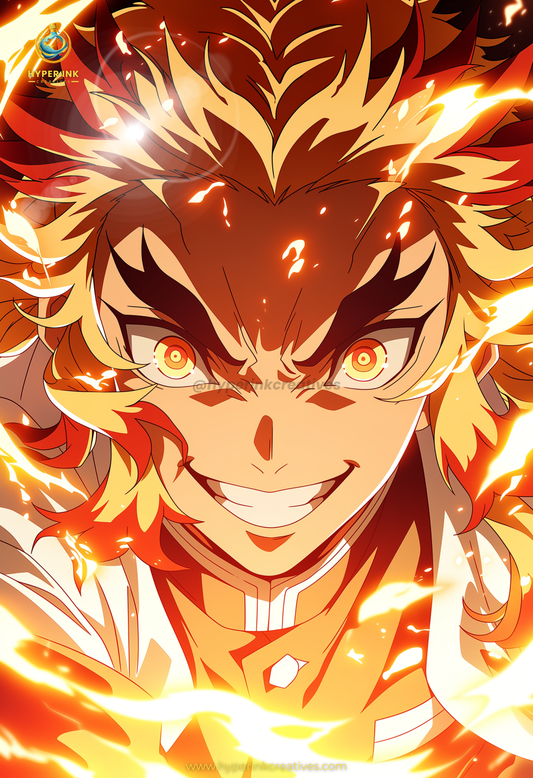 004 (Kyojuro - Inspired)| Premium Anime Metal Print — For True Collectors