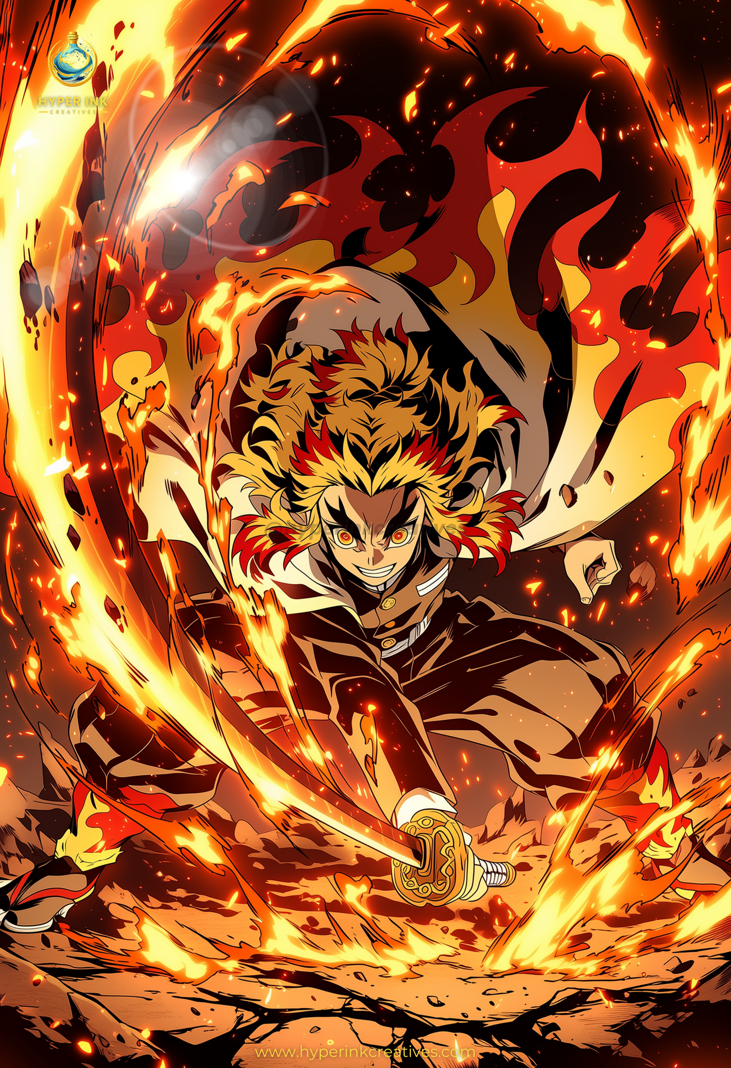 005 (Kyojuro - Inspired)| Premium Anime Metal Print — For True Collectors