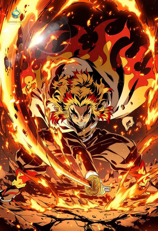 005 (Kyojuro - Inspired)| Premium Anime Metal Print — For True Collectors