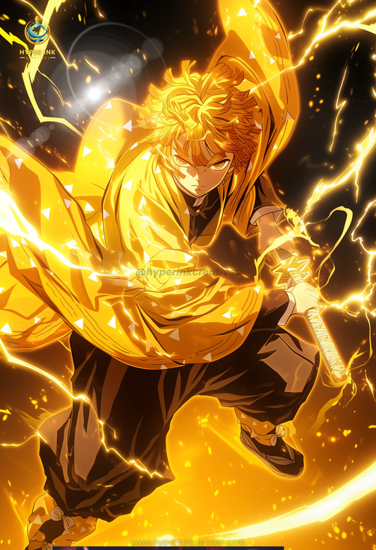 Demon's End Series - Infinity Collection - 001 (Zenitsu-Inspired) | Premium Anime Metal Print — For True Collectors