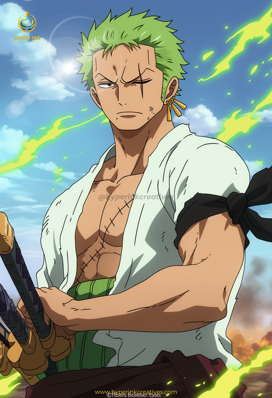 Pirate King Series - 001 (Zoro-Inspired)| Premium Anime Metal Print — For True Collectors