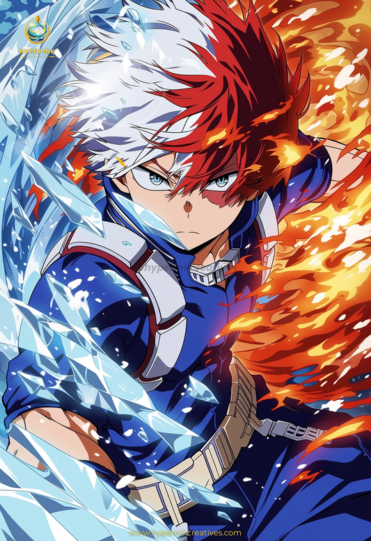 001 (Todoroki - Inspired)| Premium Anime Metal Print — For True Collectors