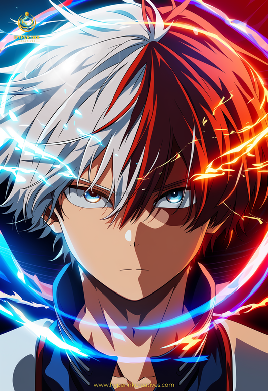 002 (Todoroki - Inspired)| Premium Anime Metal Print — For True Collectors
