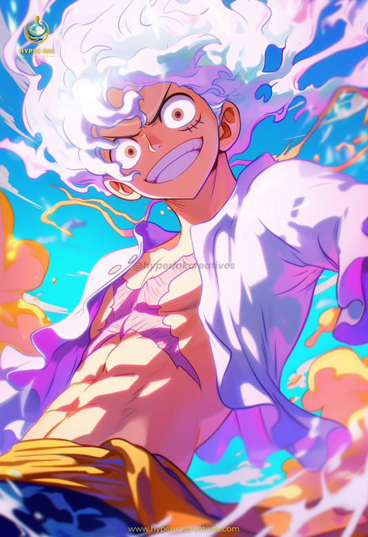 Pirate King Series - 002 (Luffy Gear 5-Inspired)| Premium Anime Metal Print — For True Collectors