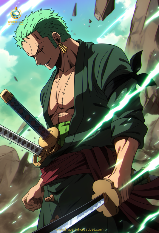 Pirate King Series - 002 (Zoro-Inspired)| Premium Anime Metal Print — For True Collectors