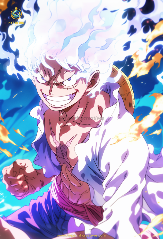 Pirate King Series - 003 (Luffy Gear 5-Inspired)| Premium Anime Metal Print — For True Collectors