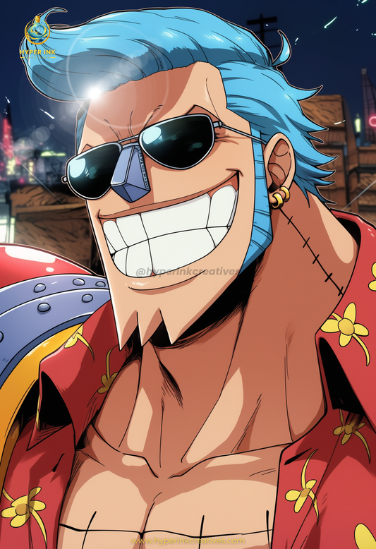 Pirate King Series - 002 (Franky-Inspired)| Premium Anime Metal Print — For True Collectors