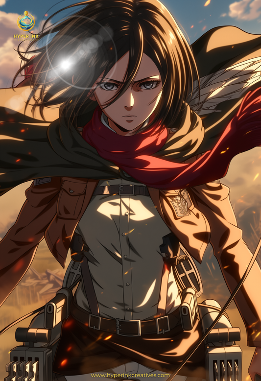 Walls of Freedom Series - 001 (Mikasa-Inspired)| Premium Anime Metal Print — For True Collectors