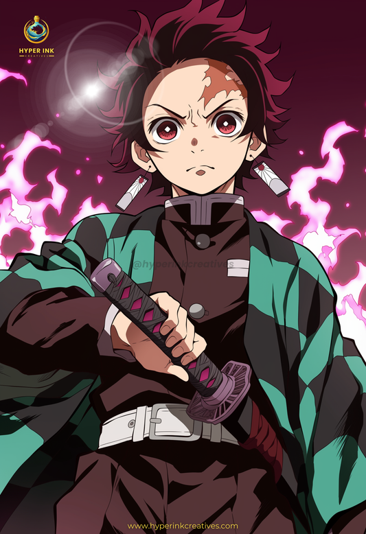 Demon's End Series - Infinity Collection - 002 (Tanjiro-Inspired) | Premium Anime Metal Print — For True Collectors